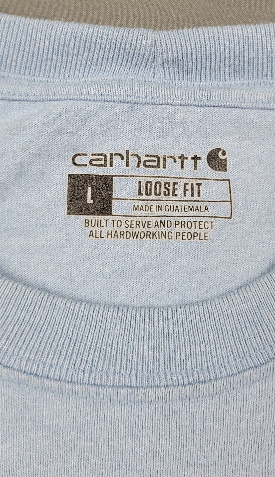 Carhartt Shirt Men’s K87 Large Washed Blue Logo Loose Fit Short Sleeve Pocket