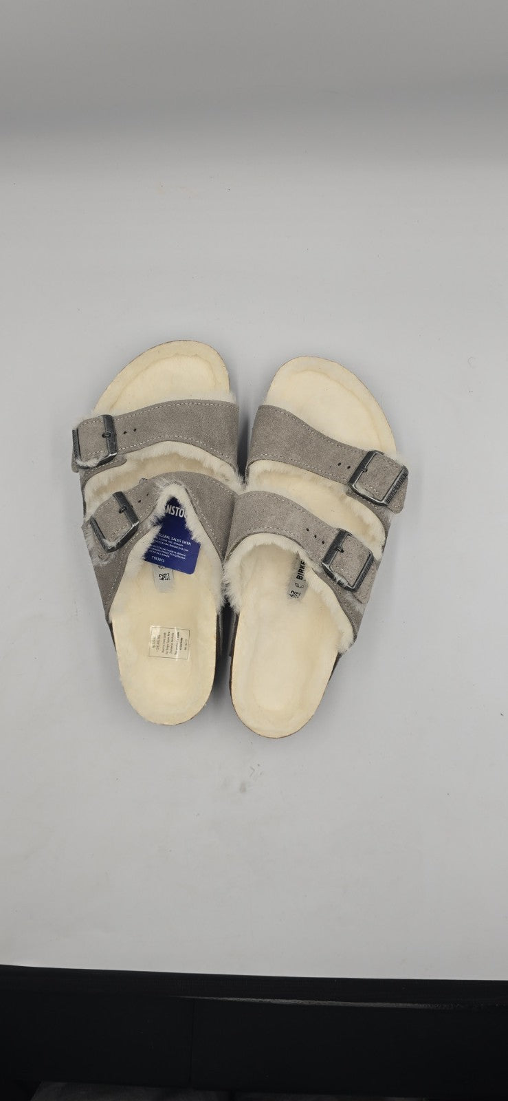 Birkenstock Arizona Shearling Mens Size EU 45/12M Stone Coin 1017402 Slides