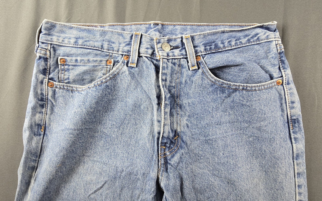 Levis 505 Jeans Mens 34x29 Blue Light Wash Regular Fit Straight Leg Modern