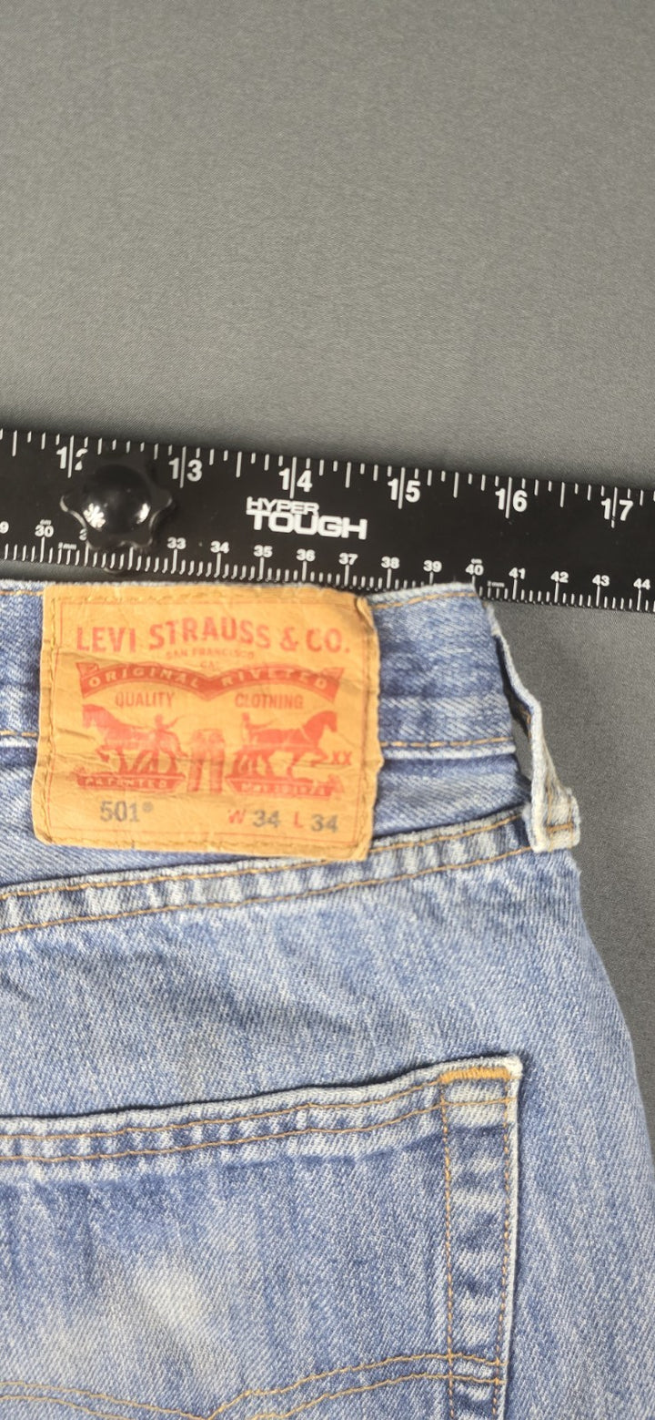 Levis 501 Jeans Mens 36X29 Blue Medium Wash Straight Leg Fit Button Fly Modern