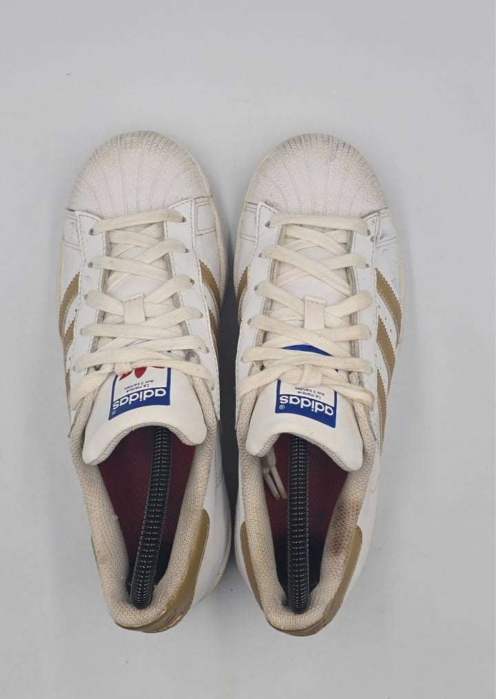 Adidas Superstar B39402 Sneakers Youth 4 White Metallic Gold Leather Classic