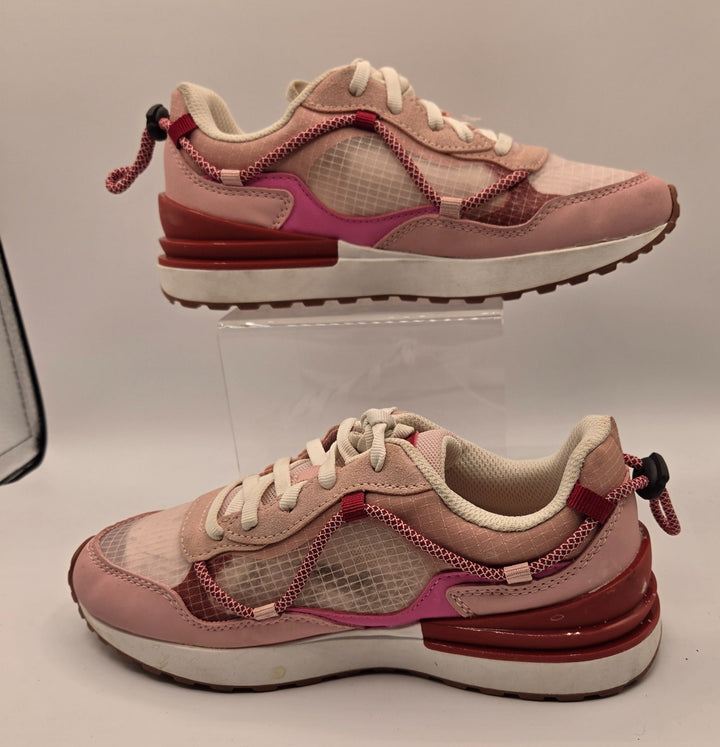 Avia Girls Size US 2 Bungee Runner Shoes Pink Maroon Lace Up Athletic Sneakers