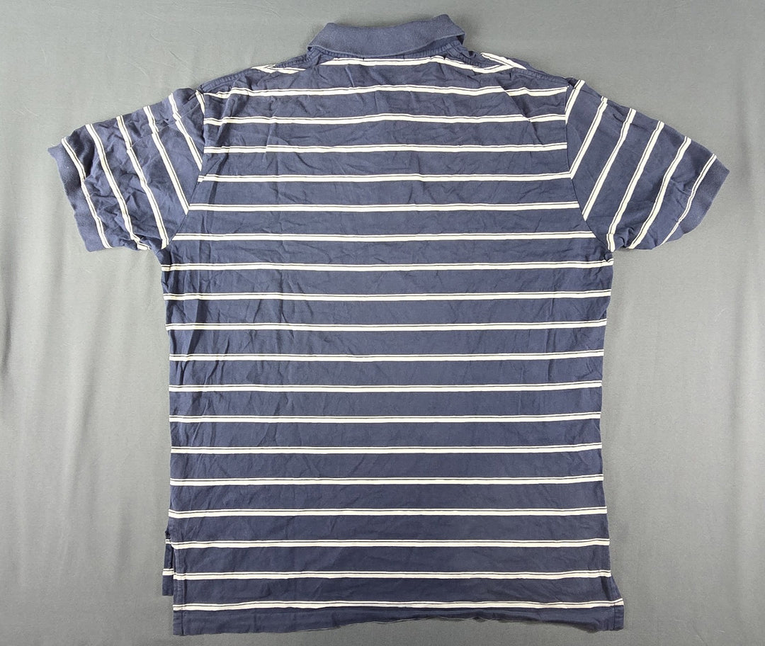 Polo Ralph Lauren Shirt Mens L Navy White Stripe Embroidered Logo Short Sleeve