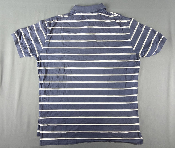 Polo Ralph Lauren Shirt Mens L Navy White Stripe Embroidered Logo Short Sleeve