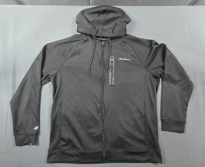 Eddie Bauer Freedom Hoodie Mens L Black Raglan Sleeve Moisture Wicking Full Zip