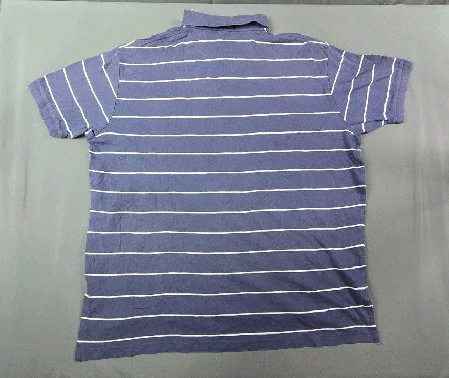 Vintage Polo Ralph Lauren Polo Shirt Men XL Blue Striped Cotton Embroidered Golf