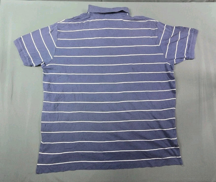 Vintage Polo Ralph Lauren Polo Shirt Men XL Blue Striped Cotton Embroidered Golf