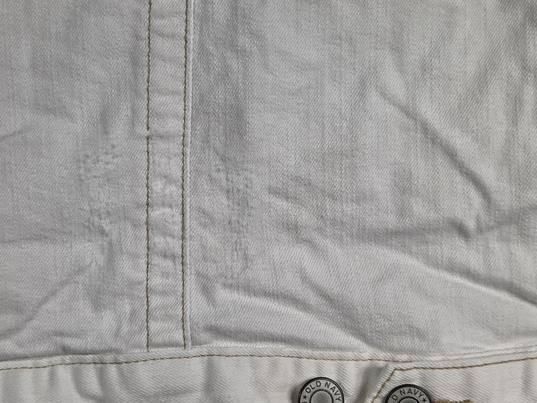 Old Navy Jean Jacket Womens 2X White Stretch Denim Button Front Trucker Casual