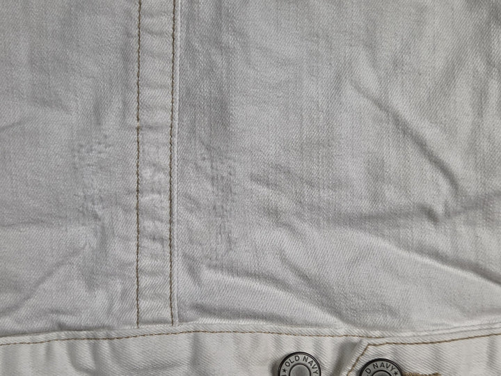 Old Navy Jean Jacket Womens 2X White Stretch Denim Button Front Trucker Casual