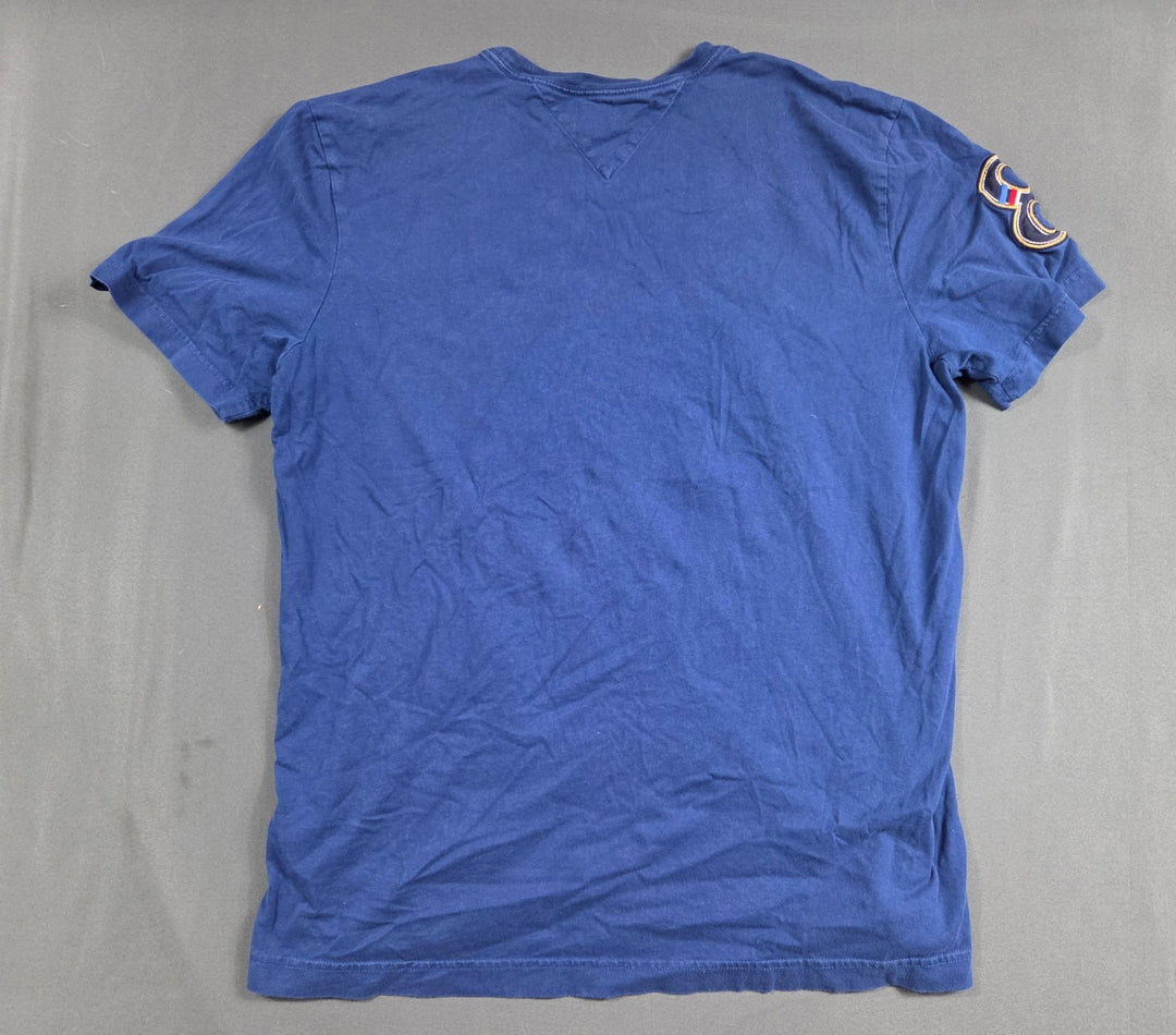 Tommy Hilfiger T-Shirt Mens Large Blue White New York City Crest Logo CoTommtton