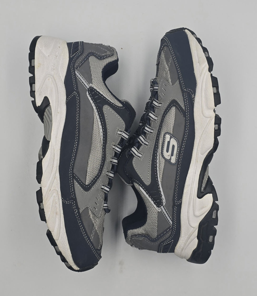 Skechers Mens Stamina Cutback 51919W Blue Gray Running Shoes Sneakers Size 8.5