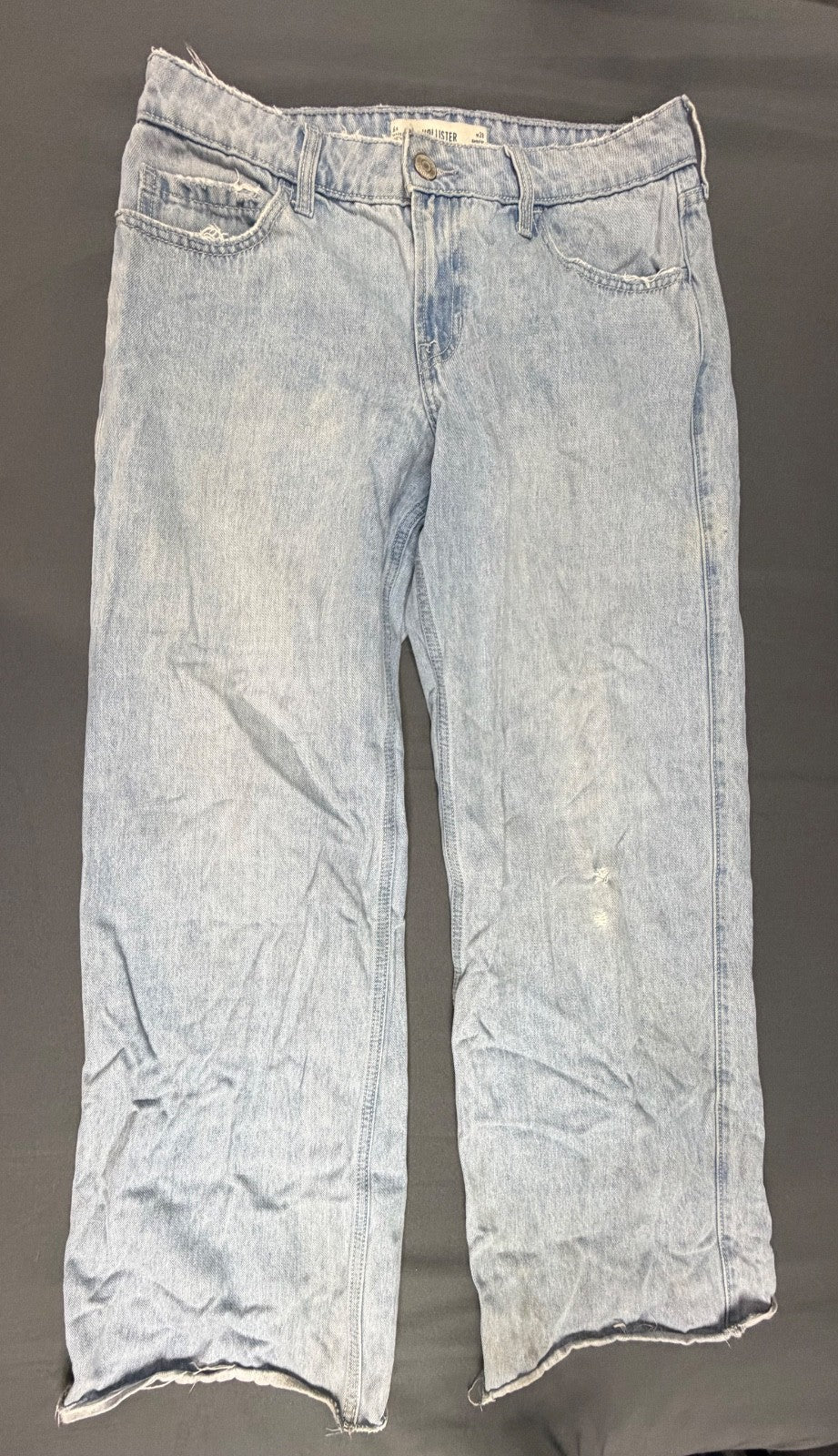 Hollister Baggy Jeans Women 6 Blue Denim Low Rise Medium Wash Button Fly Classic