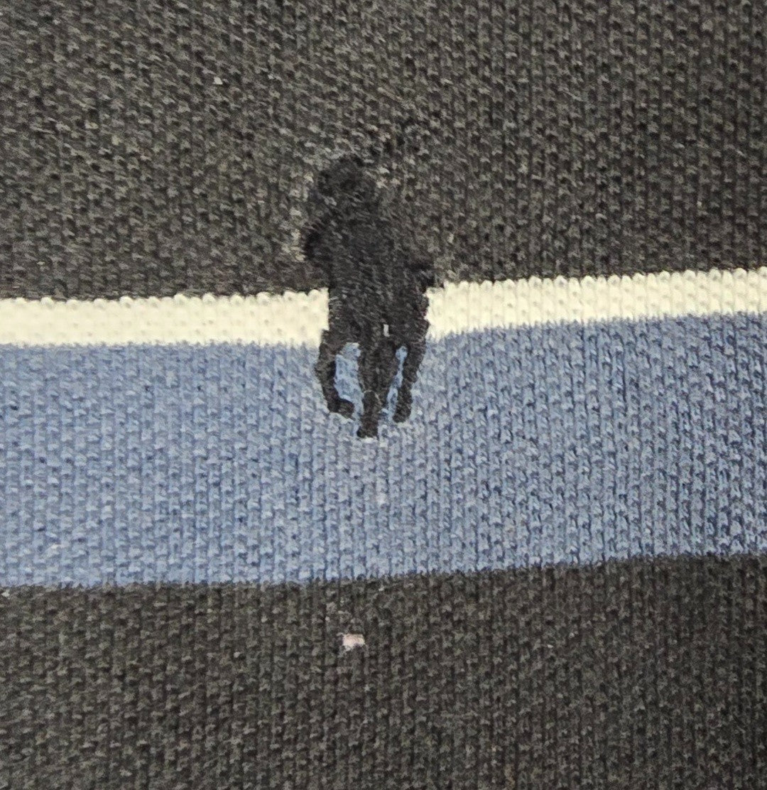 Vintage Polo Ralph Lauren Polo Shirt Mens Large Cotton Striped Side Slits Golf