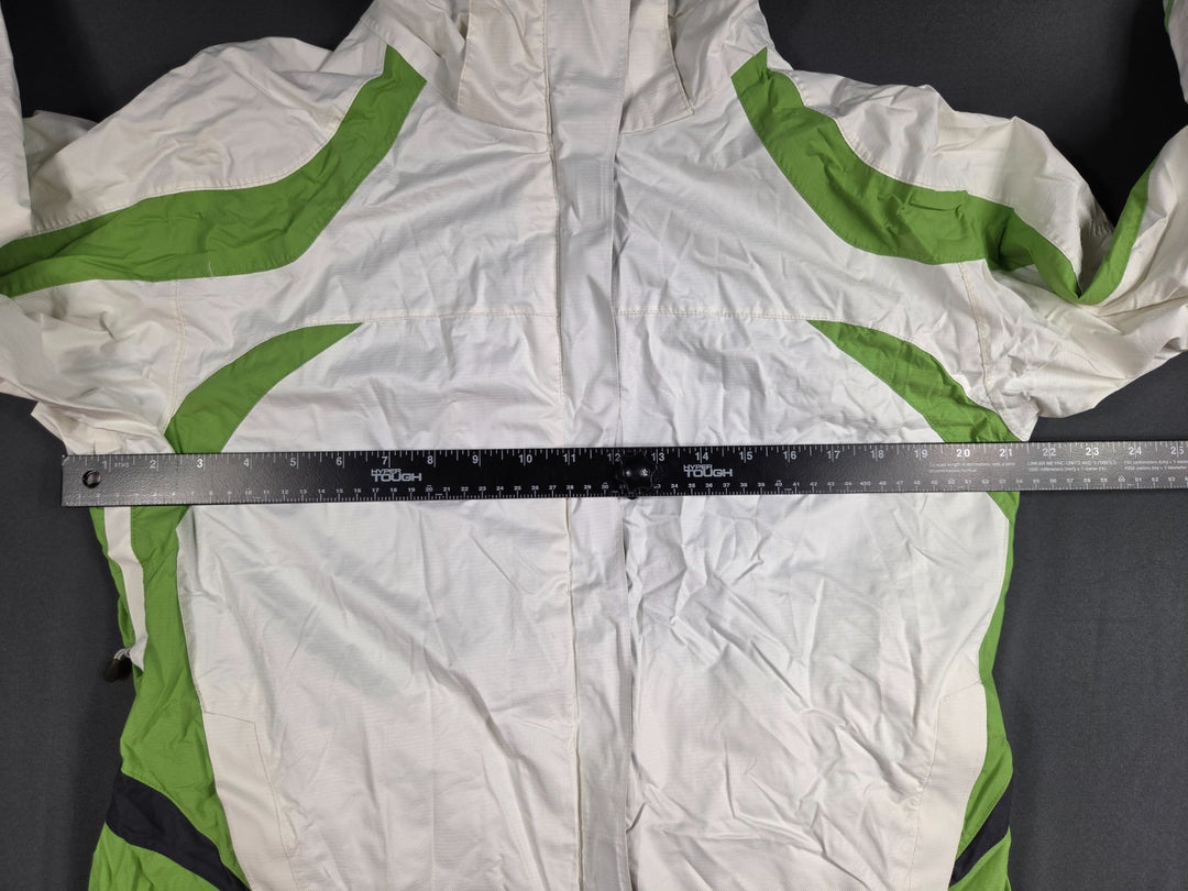 Columbia Omni Tech Ski Jackets Womens Large White Green Windbreaker Mock Neck