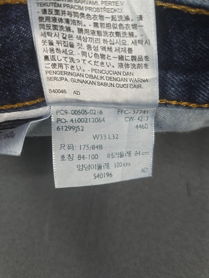 Levi 505 Jeans Mens 33x32 Blue Dark Wash Regular Fit Straight Leg Workwear