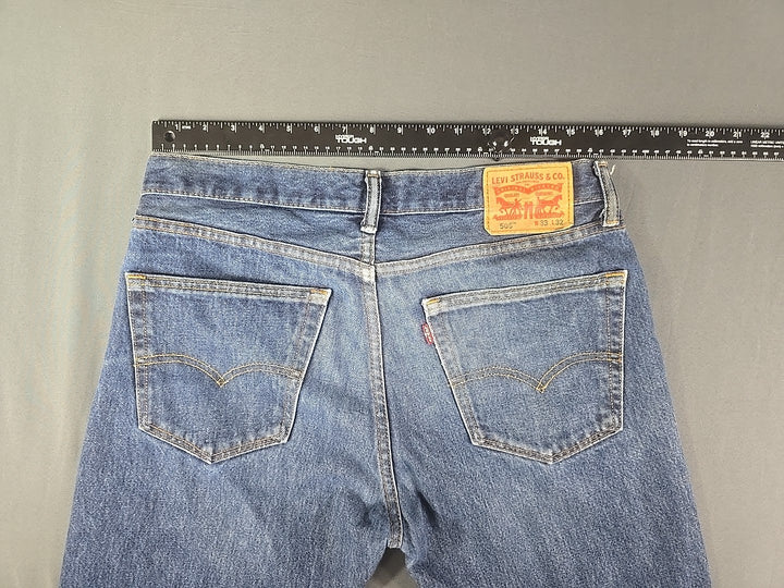 Levi 505 Jeans Mens 33x32 Blue Dark Wash Regular Fit Straight Leg Workwear