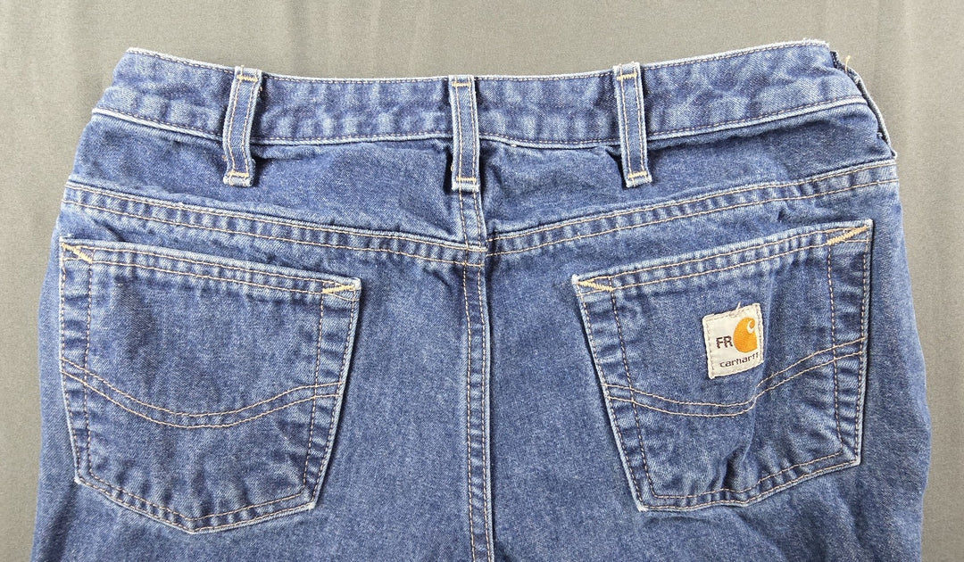 Carhartt FR Jeans Womens 2x32 Blue Medium Wash Regular Fit Straight Leg Workwear