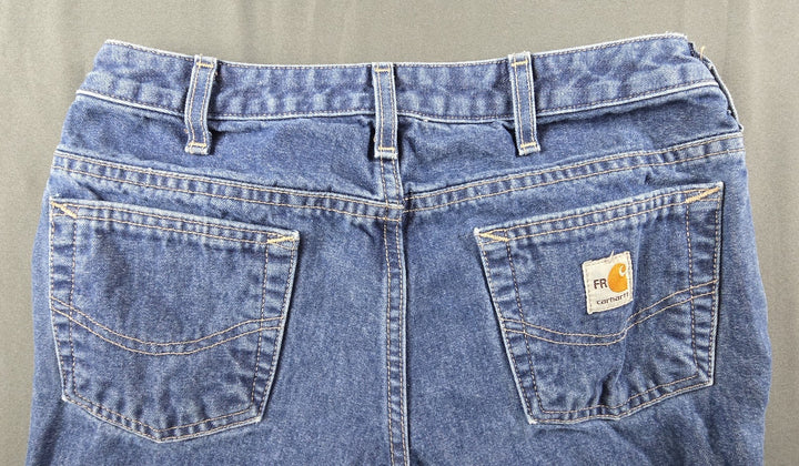 Carhartt FR Jeans Womens 2x32 Blue Medium Wash Regular Fit Straight Leg Workwear