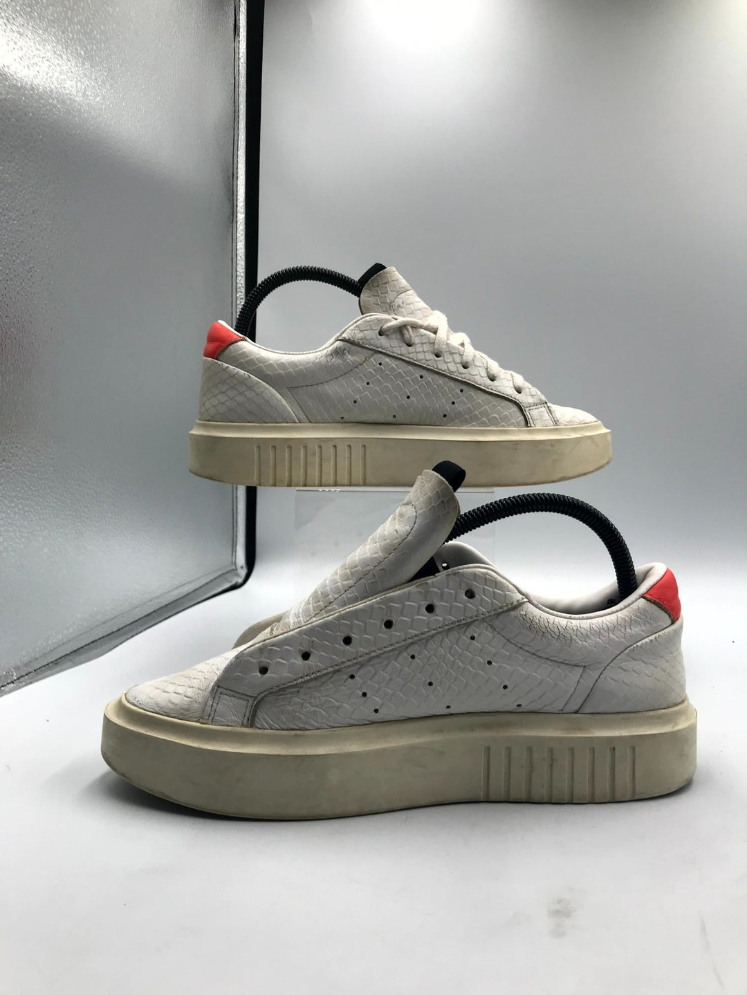 Adidas Originals Sleek Super Platform Sneakers Women White Lace Up Low Top - 7.5