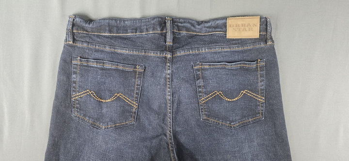 Uban Star Jean Mens 38x30 Blue Dark Wash Straight Leg Relaxed Fit