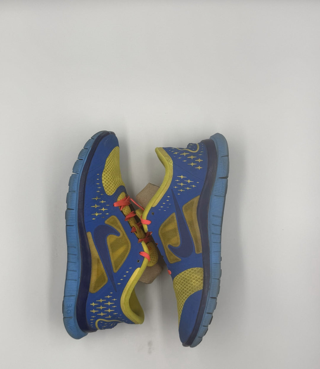 Nike Free Run ID Womens 8.5 Shoes Blue Yellow Beaver Solo Swoosh Lace Up Sneaker