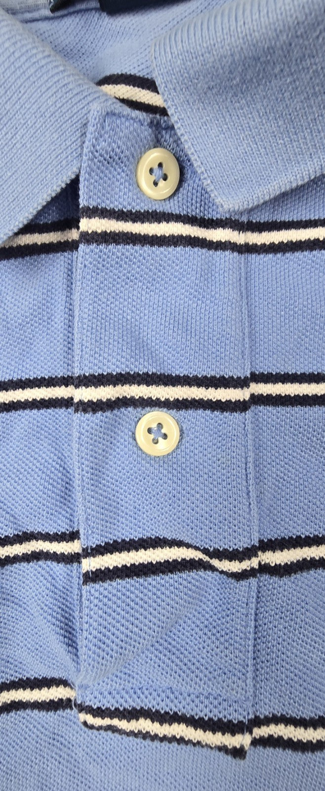 Polo Ralph Lauren Shirt Mens L Blue White Stripe Embroidered Logo Short Sleeve