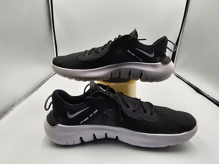 Nike Flex Run 2021 CW3408-002 Mens 11 Workout Running Shoes Black White Sneakers