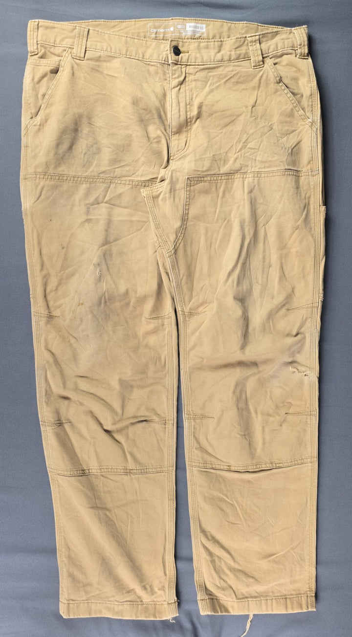 Carhartt Jeans Mens 40x32 Beige Tan Double Knee Straight Leg Relaxe Fit Workwear