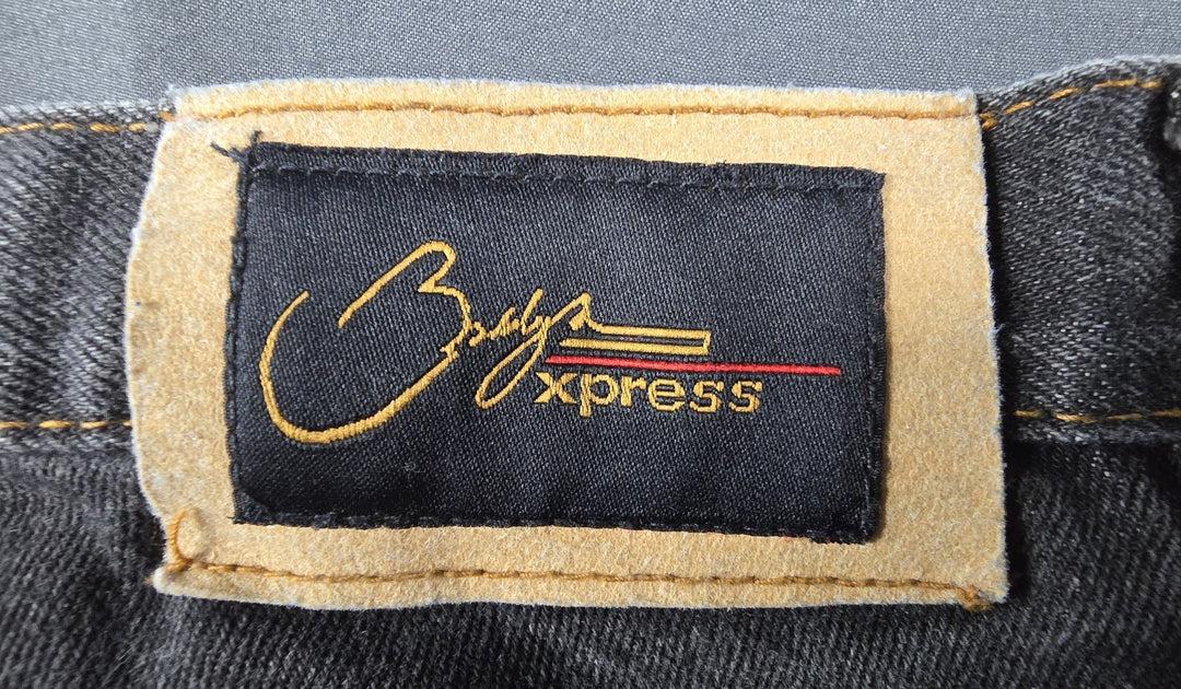 VTG Brooklyn Express Shorts Men 36 Fade Black Dark Wash Baggy Wide Leg Jorts Y2K