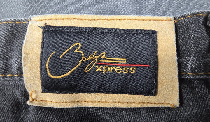 VTG Brooklyn Express Shorts Men 36 Fade Black Dark Wash Baggy Wide Leg Jorts Y2K