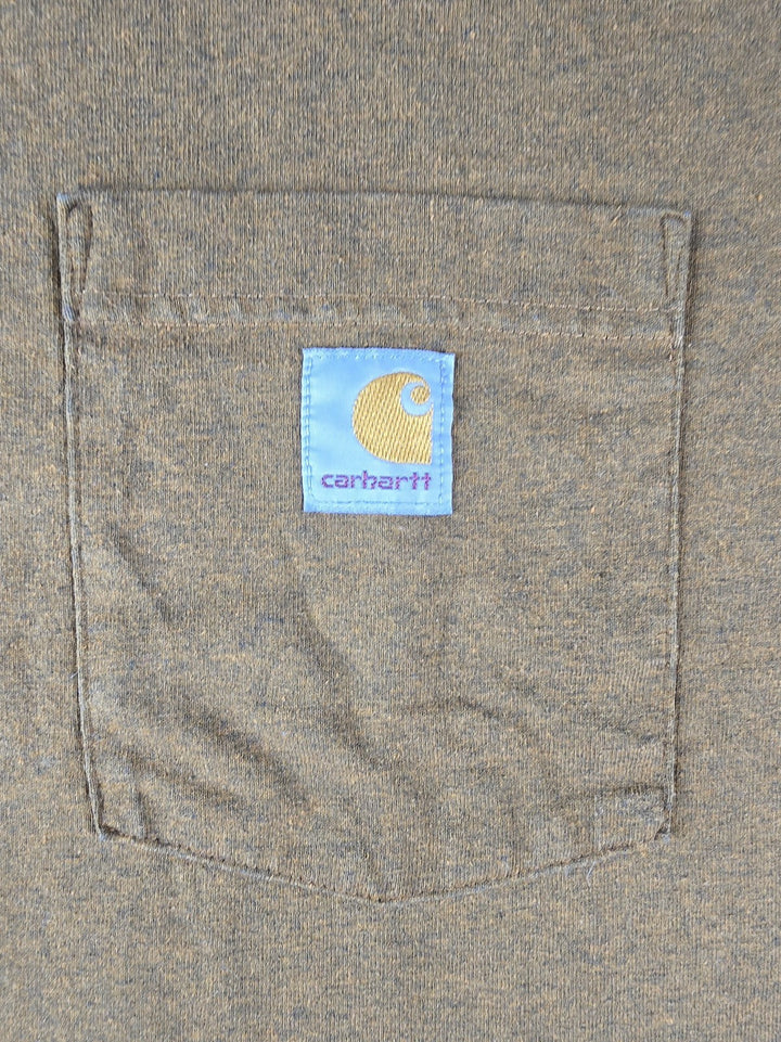 Carhartt Shirt Men’s K87 XL Washed Brown Logo Loose Fit Short Sleeve Pocket