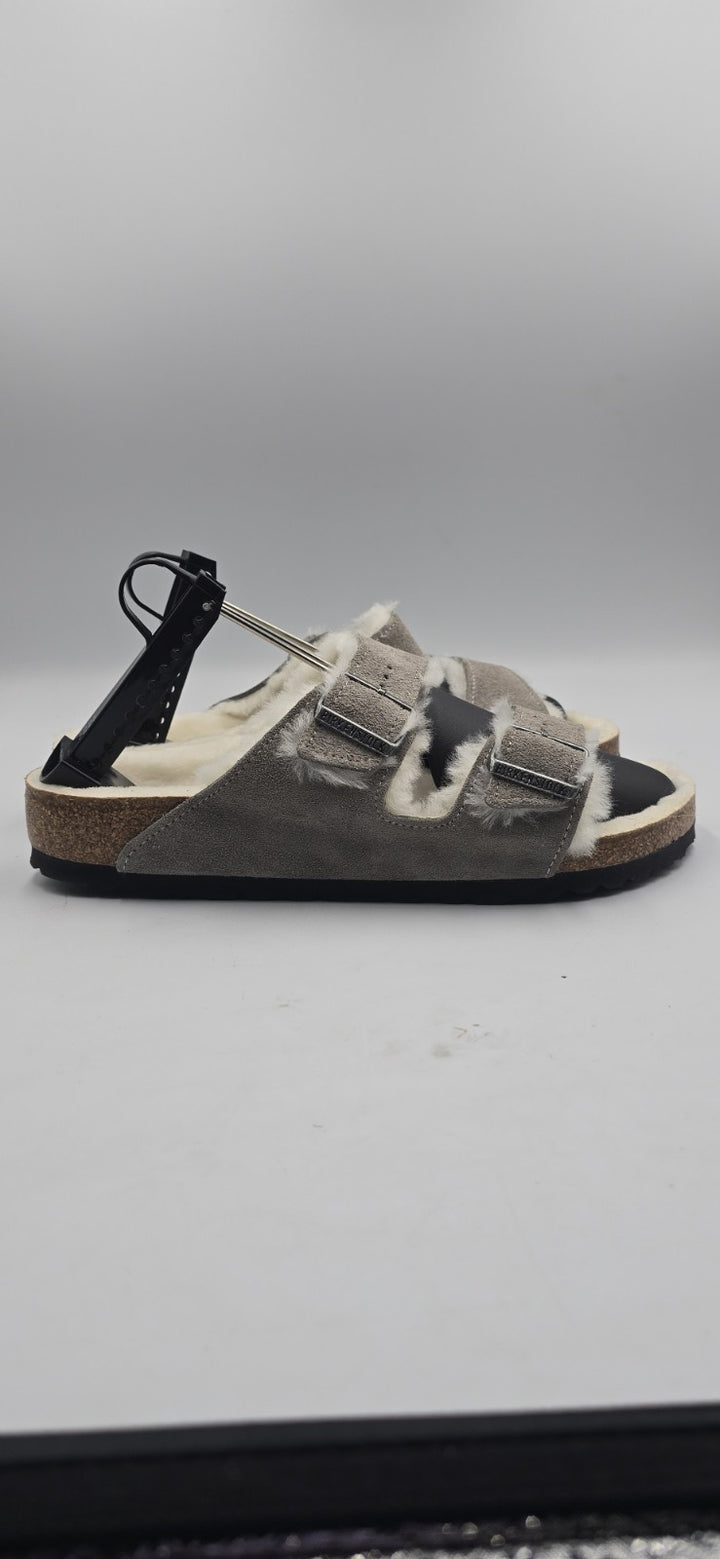 Birkenstock Arizona Shearling Mens Size EU 45/12M Stone Coin 1017402 Slides