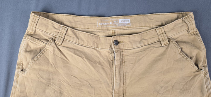 Carhartt Jeans Mens 40x32 Beige Tan Double Knee Straight Leg Relaxe Fit Workwear