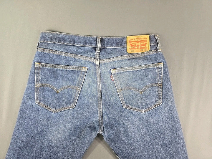 Levi 505 Jeans Mens 33x32 Blue Dark Wash Regular Fit Straight Leg Workwear