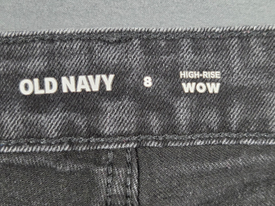 Old Navy Wow Jean Shorts Womens 8 Black Jack Denim Cotton High Rise Cuffed Hem