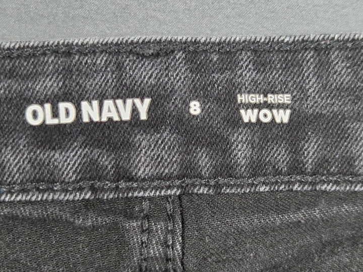 Old Navy Wow Jean Shorts Womens 8 Black Jack Denim Cotton High Rise Cuffed Hem