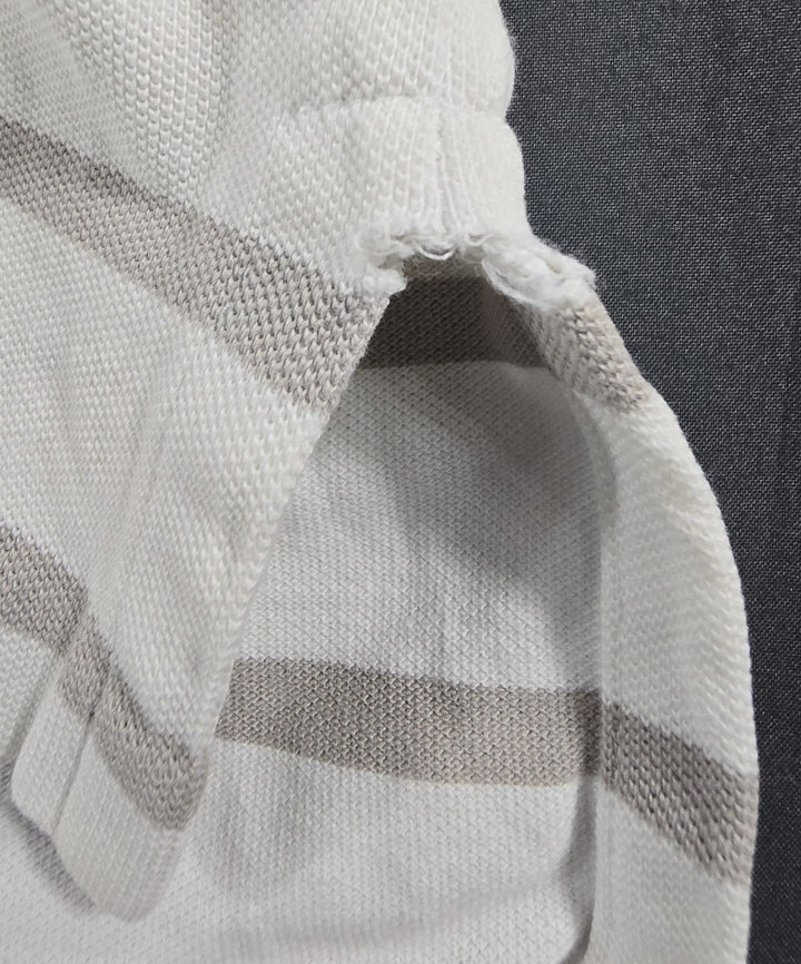 Polo Ralph Lauren Shirt Mens L White Gray Stripe Embroidered Logo Short Sleeve