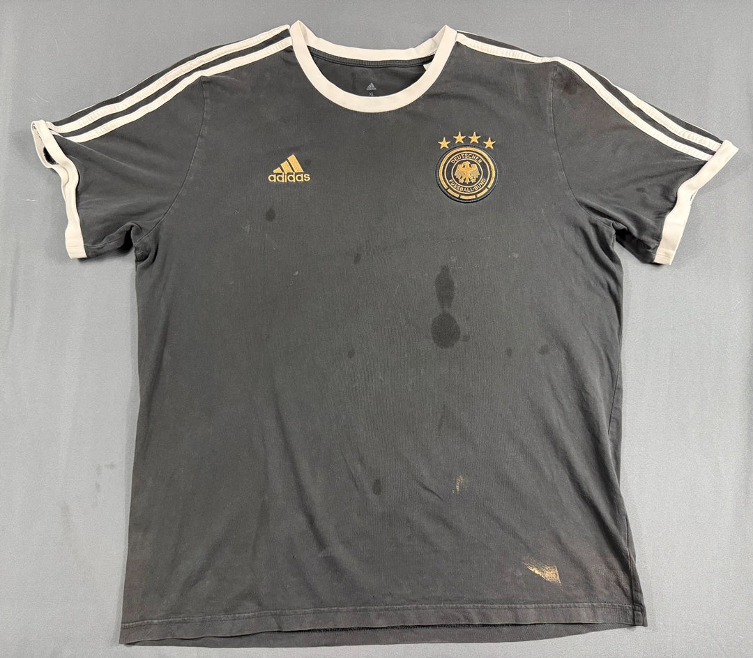 Adidas Germany DFB Soccer T-Shirt Mens Black DNA 3-Stripes Athletic Wear - XL