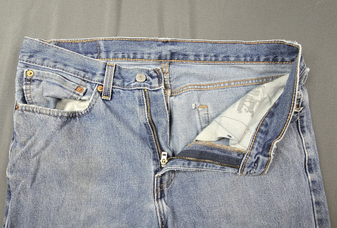 Levis 505 Jeans Mens 34x34 Light Wash Regular Fit Straight Leg Modern