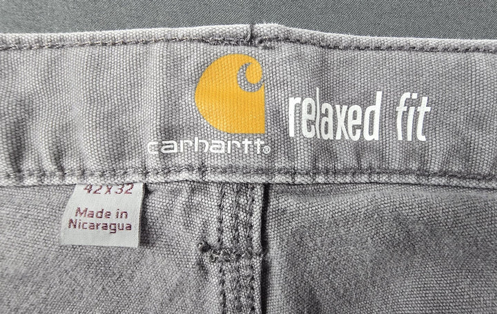 Carhartt Pants Mens 42x32 Grey Relaxed Fit Straight Leg Carpenter Workwear