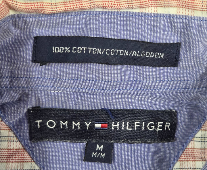 Tommy Hilfiger Mens M Red White Check Long Sleeve Button Down Shirt Cotton