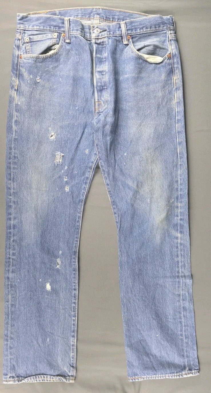 Levis 501 Jeans Mens 36X29 Blue Medium Wash Straight Leg Fit Button Fly Modern