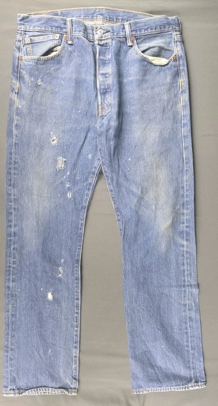 Levis 501 Jeans Mens 36X29 Blue Medium Wash Straight Leg Fit Button Fly Modern