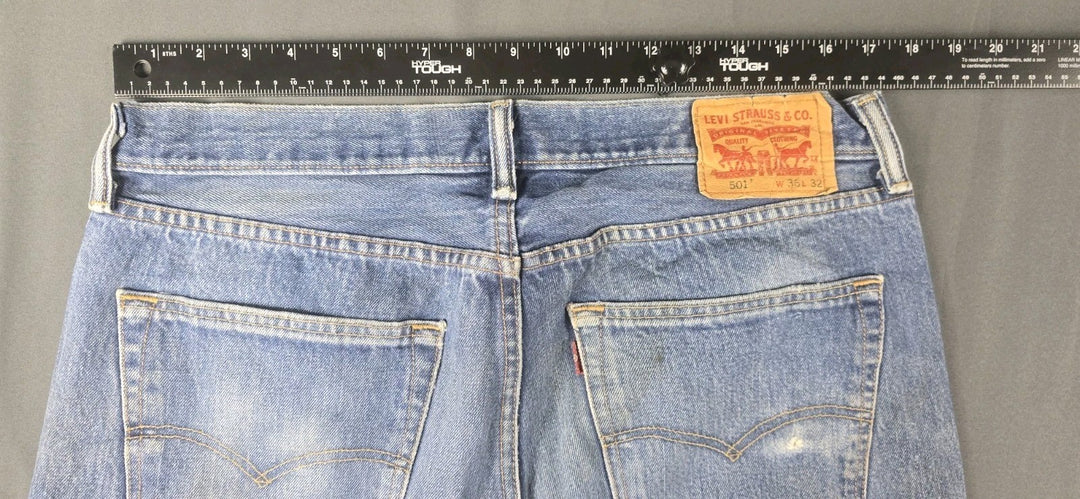 Levis 501 Jeans Mens 36X29 Blue Medium Wash Straight Leg Fit Button Fly Modern