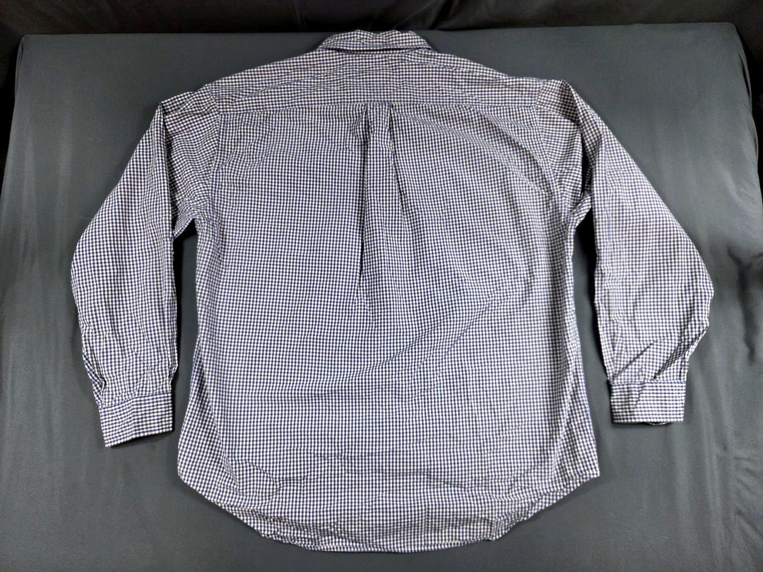 Tommy Hilfiger Mens L Blue Gingham Check Button Down Shirt Long Sleeve Cotton