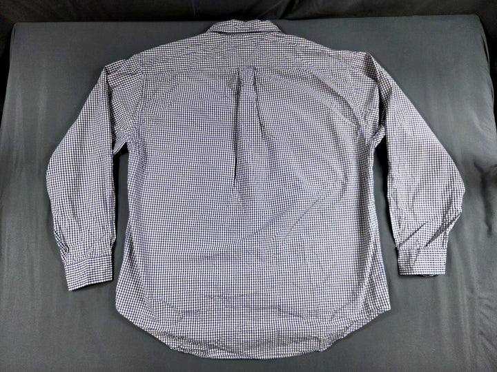 Tommy Hilfiger Mens L Blue Gingham Check Button Down Shirt Long Sleeve Cotton