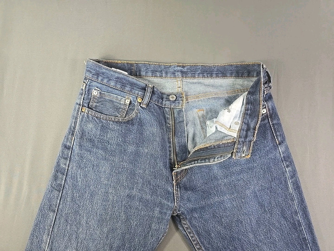 Levi 505 Jeans Mens 33x32 Blue Dark Wash Regular Fit Straight Leg Workwear