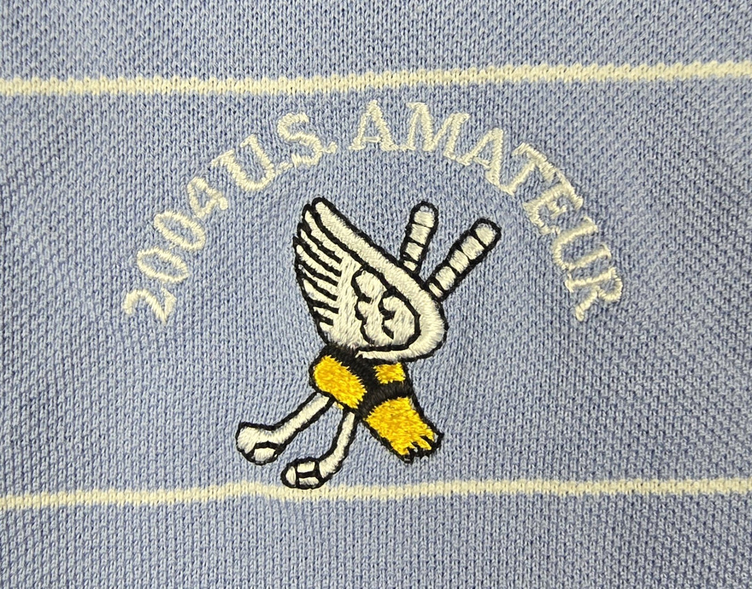 VTG Polo Golf Ralph Lauren Shirt Mens XL Blue White Stripe Embroidered Logo Pima