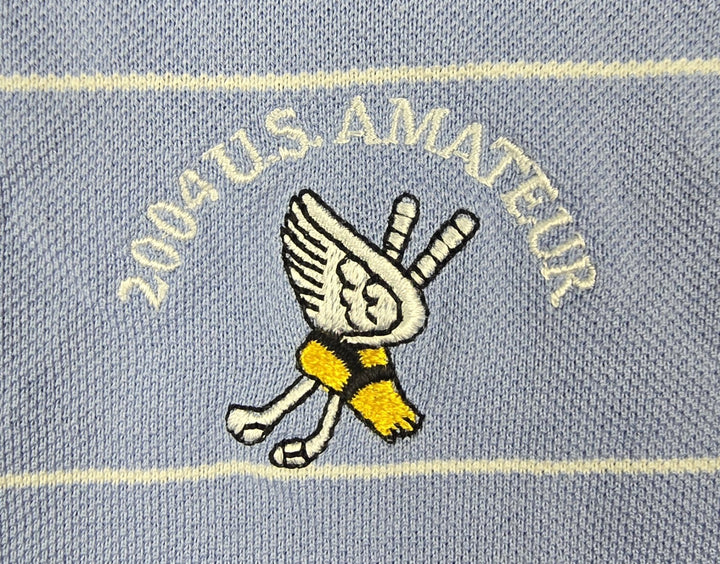 VTG Polo Golf Ralph Lauren Shirt Mens XL Blue White Stripe Embroidered Logo Pima