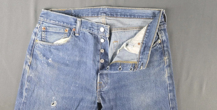 Levis 501 Jeans Mens 36X29 Blue Medium Wash Straight Leg Fit Button Fly Modern